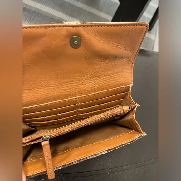 MYRA BAG / WALLET Tan hair on tote Calf Hair Leather Bag with wallet CHK PIC - Picture 12 of 14